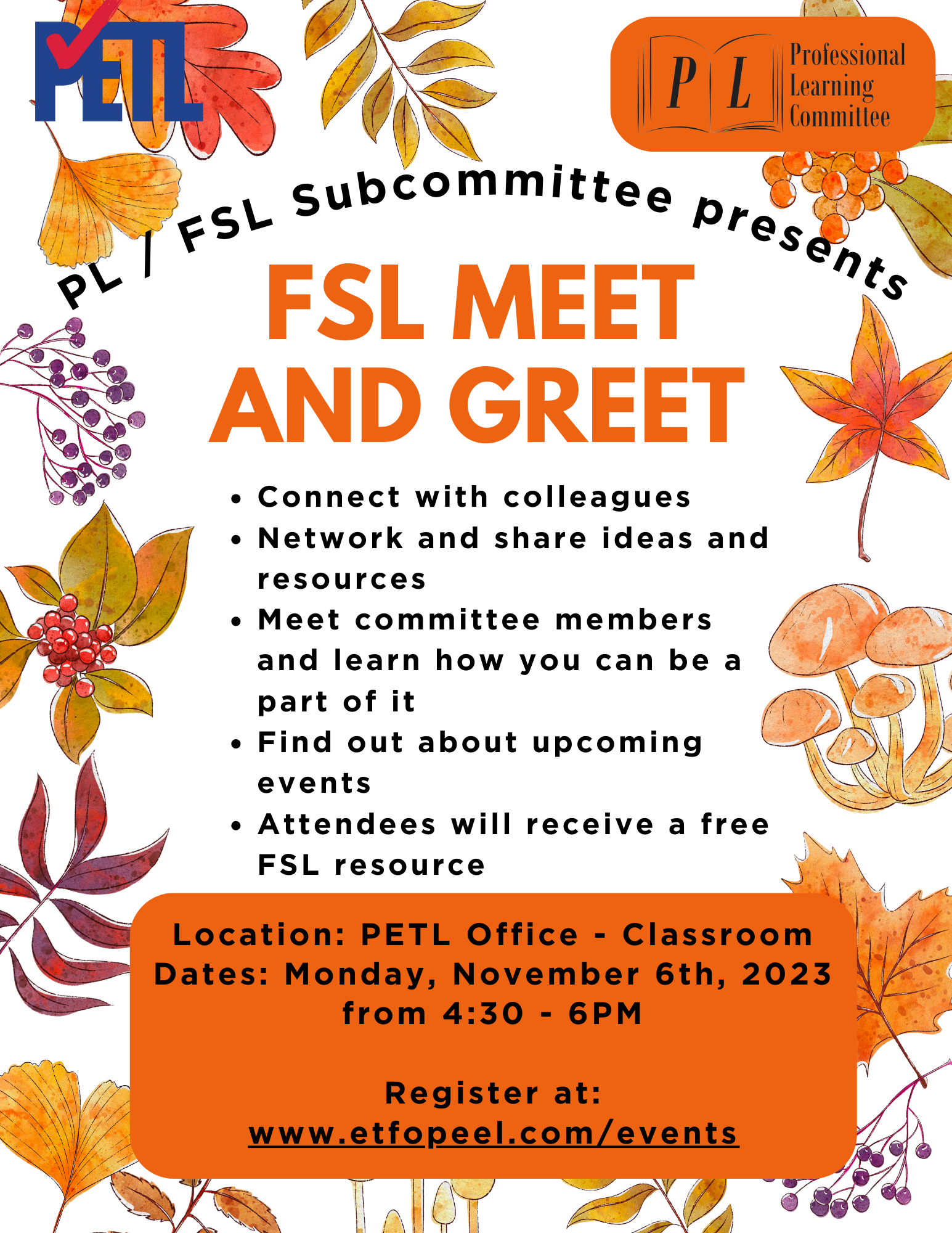 FSL Meet Greet PL FSL Sub committee Event PETL