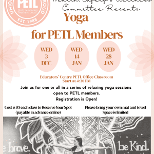 Yoga for PETL Members $5 Per Session (Max 3)